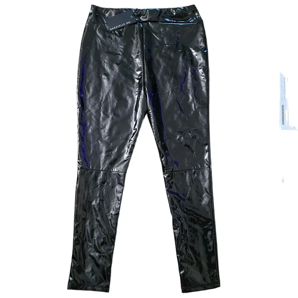 BAGATELLE High Waist Faux Patent Leather‎ Pants 69785 Women's Size Large NEW/NWT